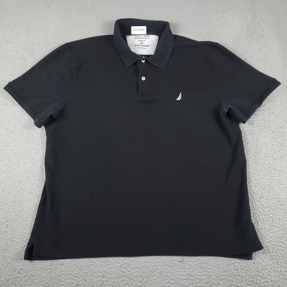 Nautica Polo Shirt Mens 2XL Black Casual Short Sleeve Adult *